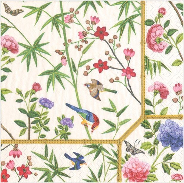 20 servilletas de papel cocktail Chinese Wallpaper Cream