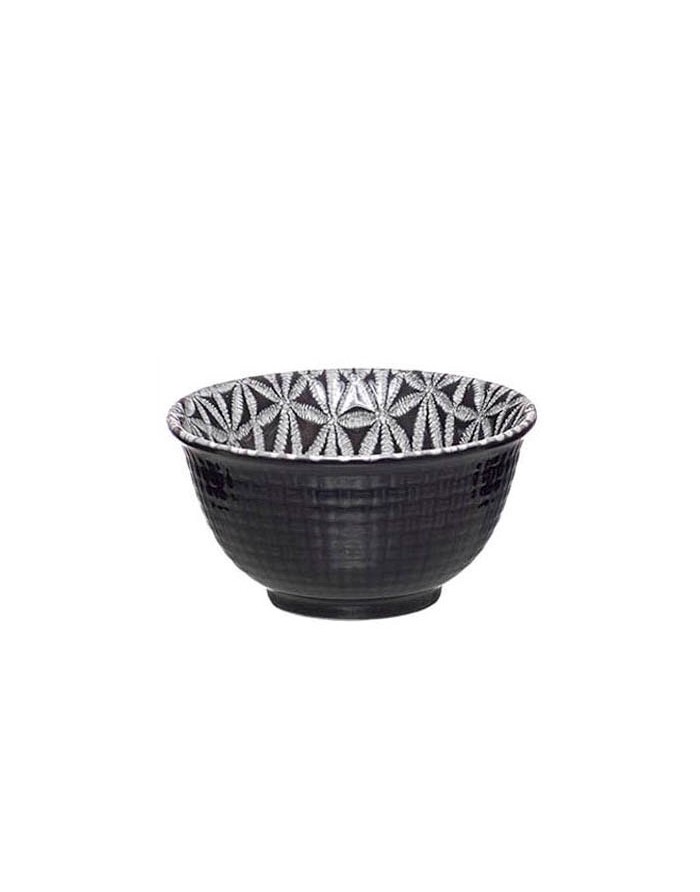 Cuenco porcelana motivos negros flores 11 cm