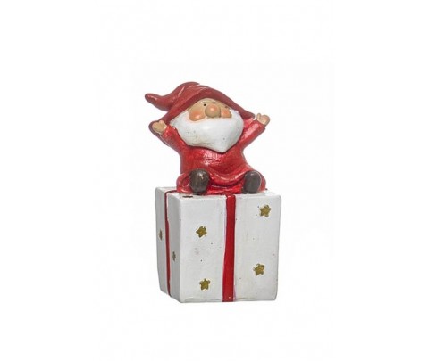 Figura Papa Noel sobre paquete cuadrado 9 cm