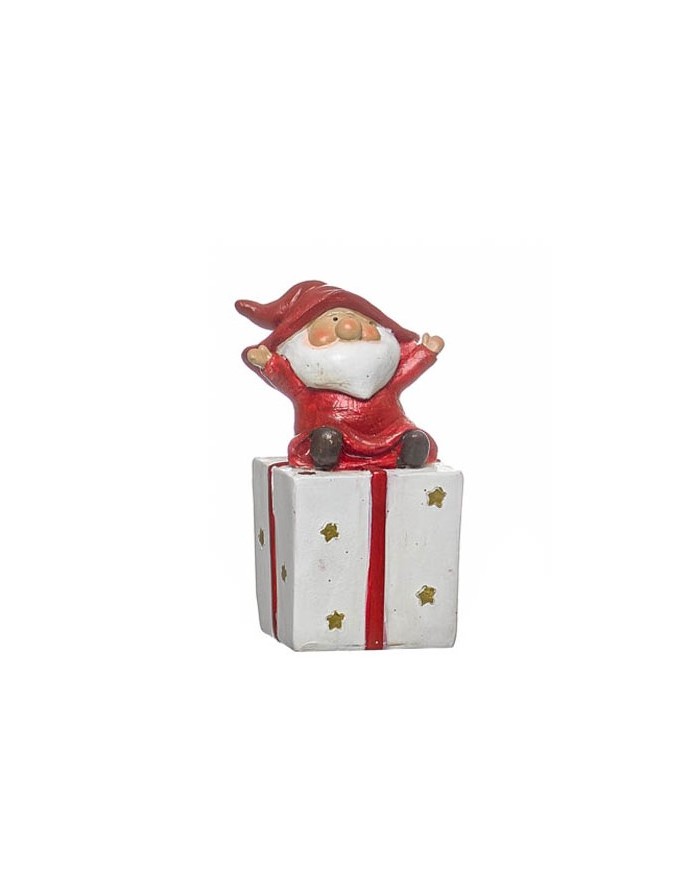 Figura Papa Noel sobre paquete cuadrado 9 cm