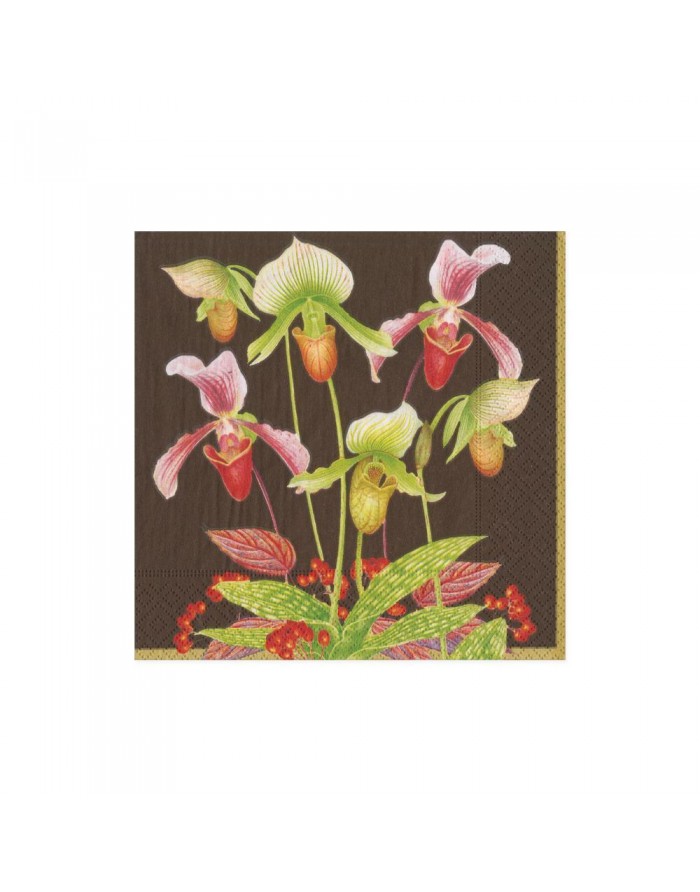 20 servilletas de papel cocktail Chestnut Slipper Orchid