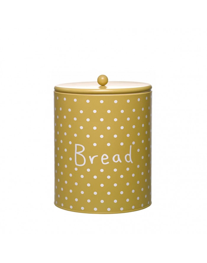 Lata metal amarilla lunares blancos Bread
