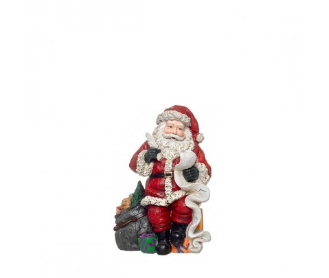 Papá Noel con lista de regalos 18 cm