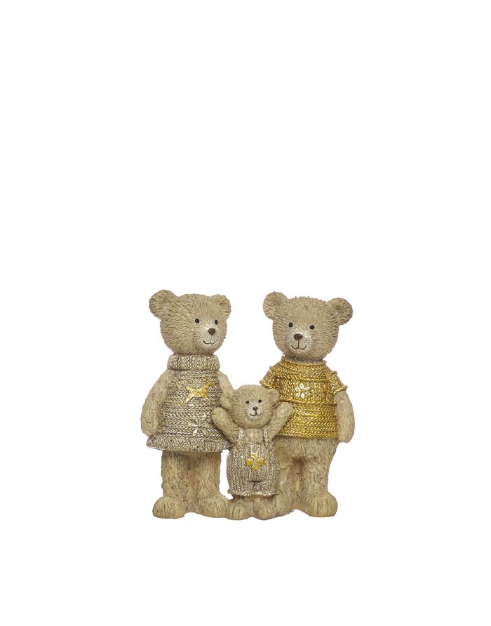 Figura poliresina familia osos dorados 10 cm