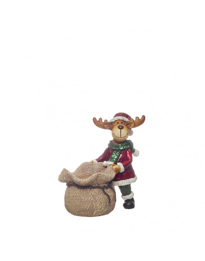 Reno con saco abierto poliresina 14 cm