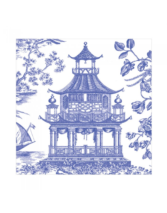 20 servilletas de papel lunch Blue Chinoiserie Toile Pagoda
