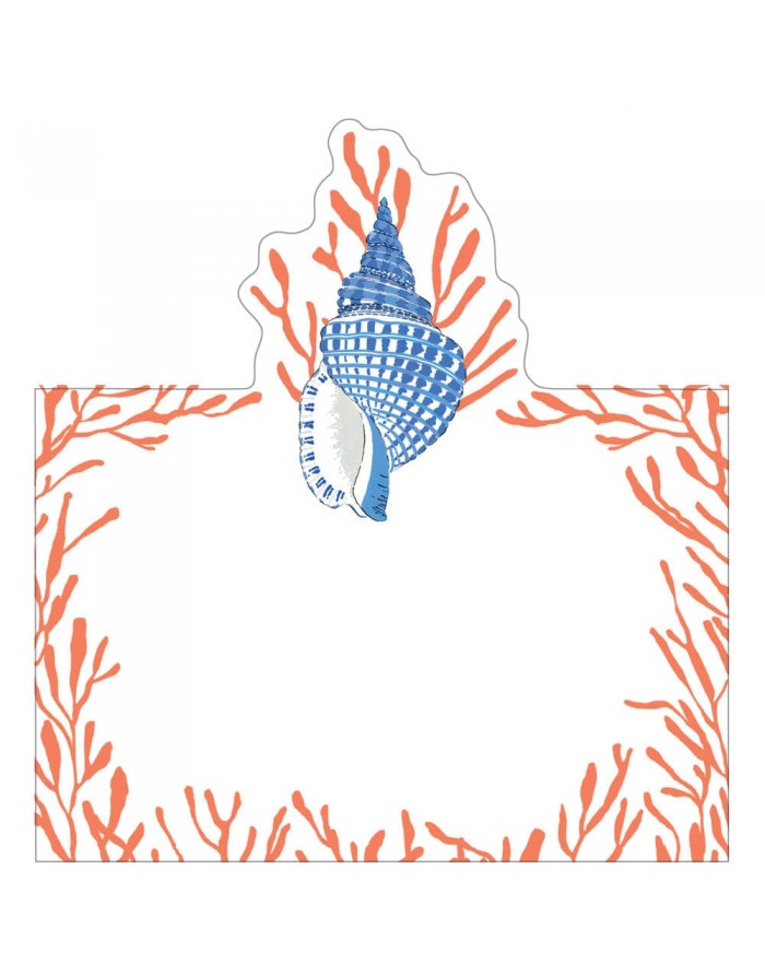 8 marcadores de mesa Shell Toile Coral and Blue