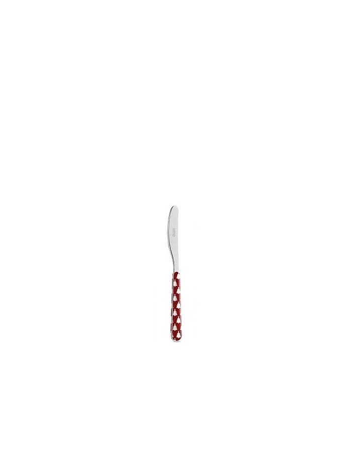 Cuchillo postre árbol blanco fondo rojo