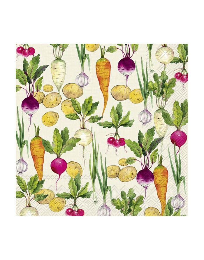 20 servilletas de papel lunch Mixed Vegetables Cream