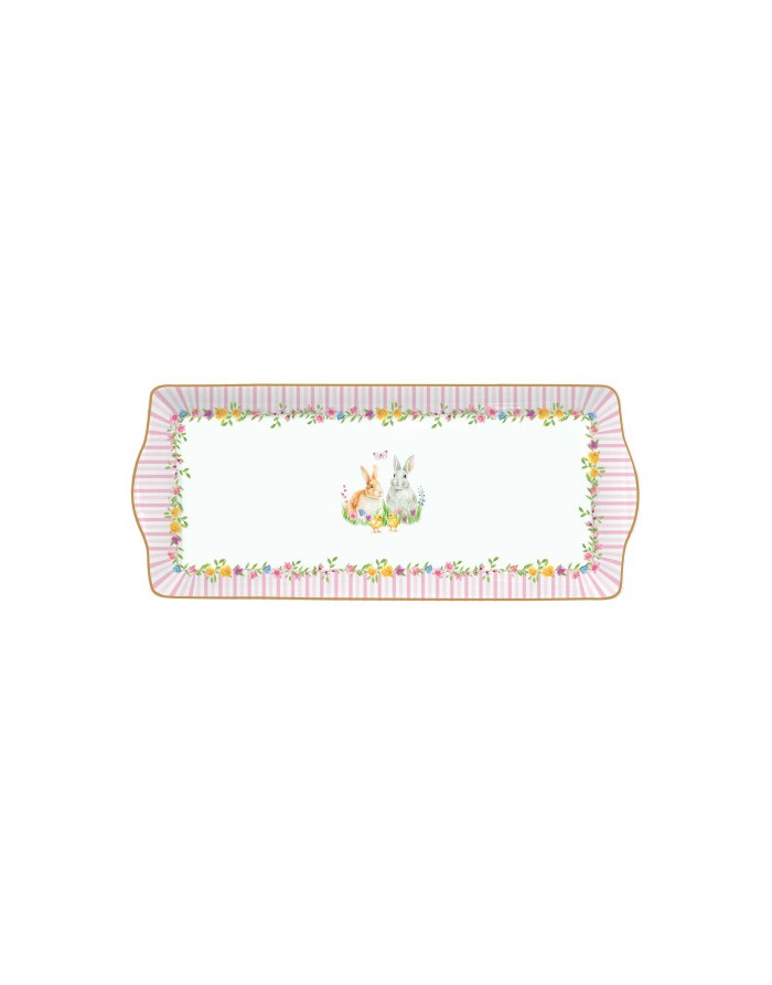 Fuente rectangular porcelana Happy Easter 35 cm