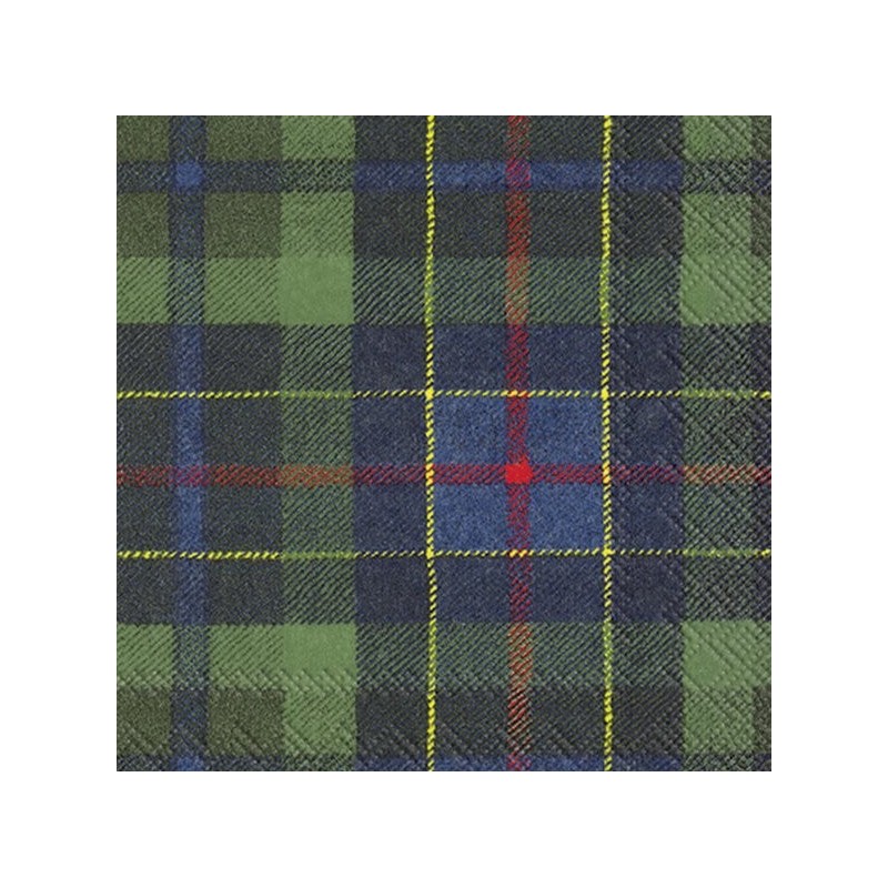 20 servilletas de papel cocktail Tartan Green