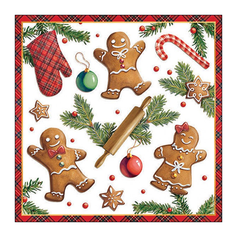20 servilletas de papel lunch Gingerbread Cookies