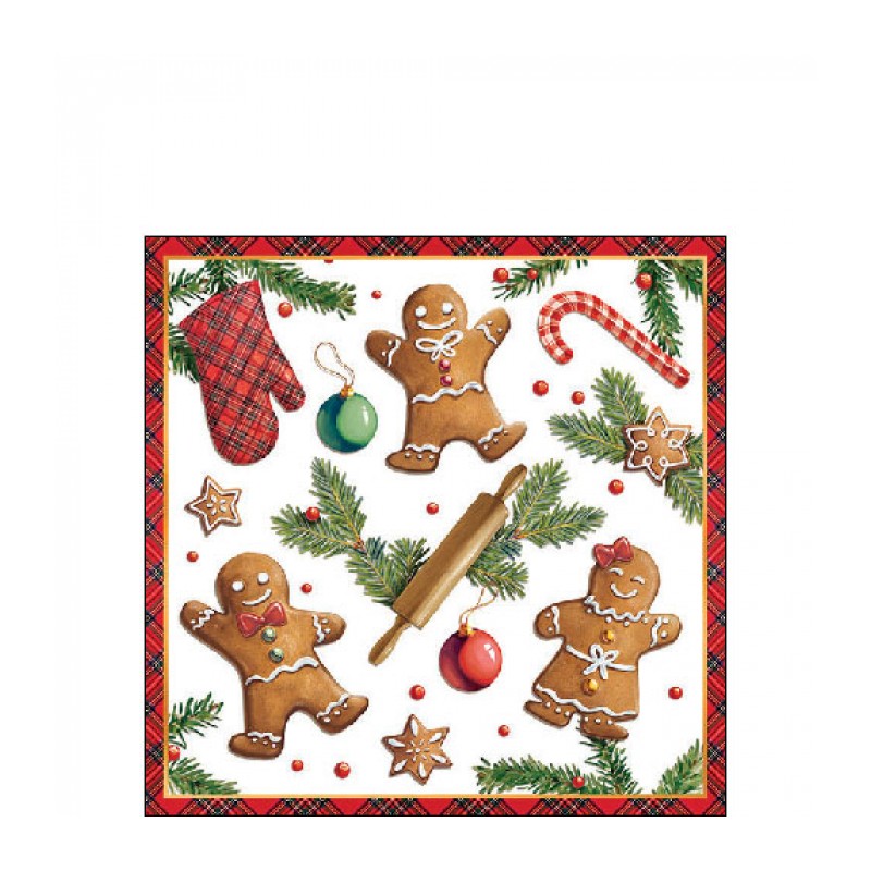 20 servilletas de papel cocktail Gingerbread Cookies