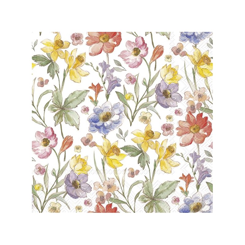 20 Servilletas de papel lunch Soft Flowers Cream