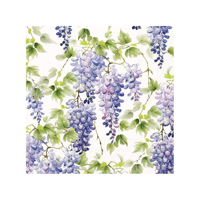 20 servilletas de papel cocktail Purple Wisteria Cream