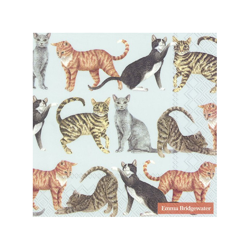 20 servilletas de papel lunch Cats Light Blue Emma Bridgewater