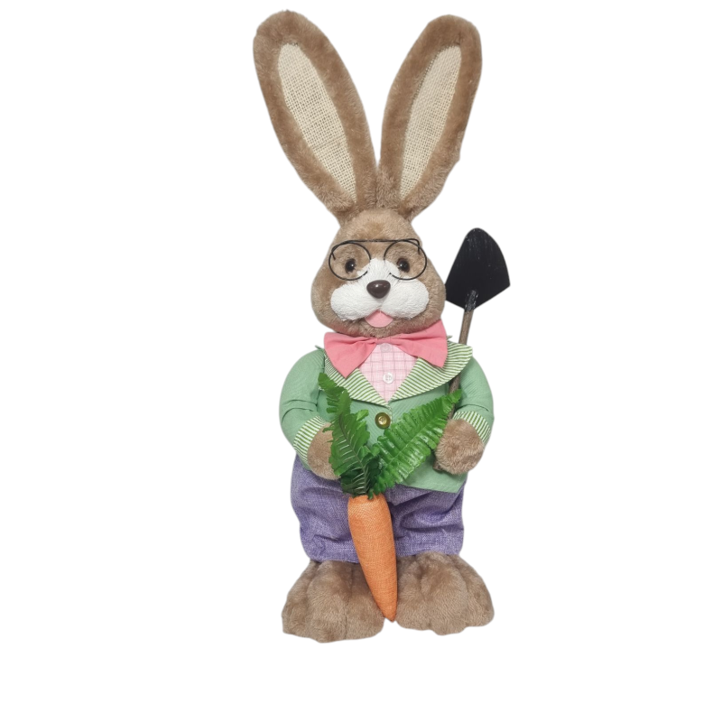 Conejo granjero con pala y zanahoria 68 cm
