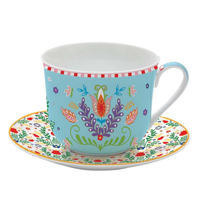 Taza desayuno porcelana Spring Folk 400 ml