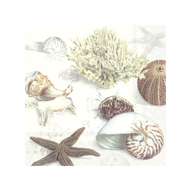 20 servilletas de papel lunch Clams At The Beach Cream