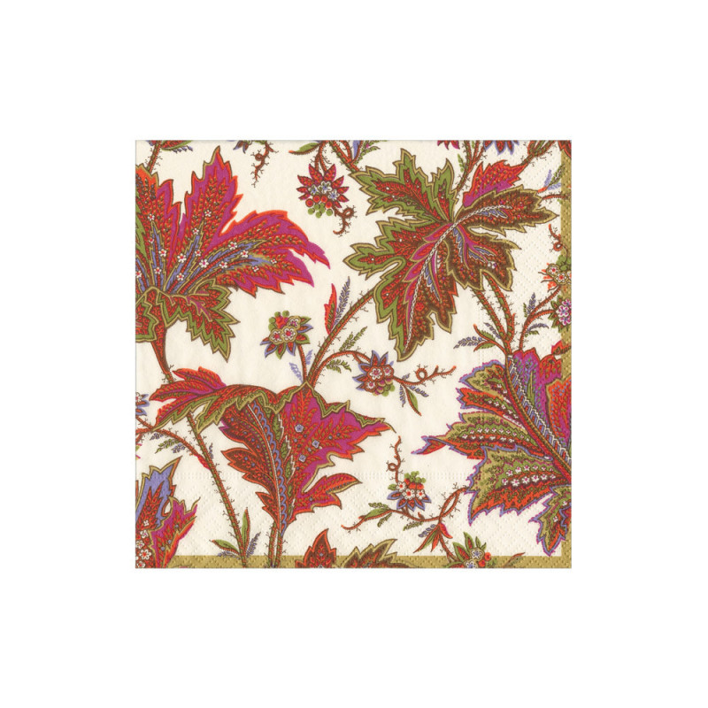 20 servilletas de papel cocktail Paisley Leaves Ivory