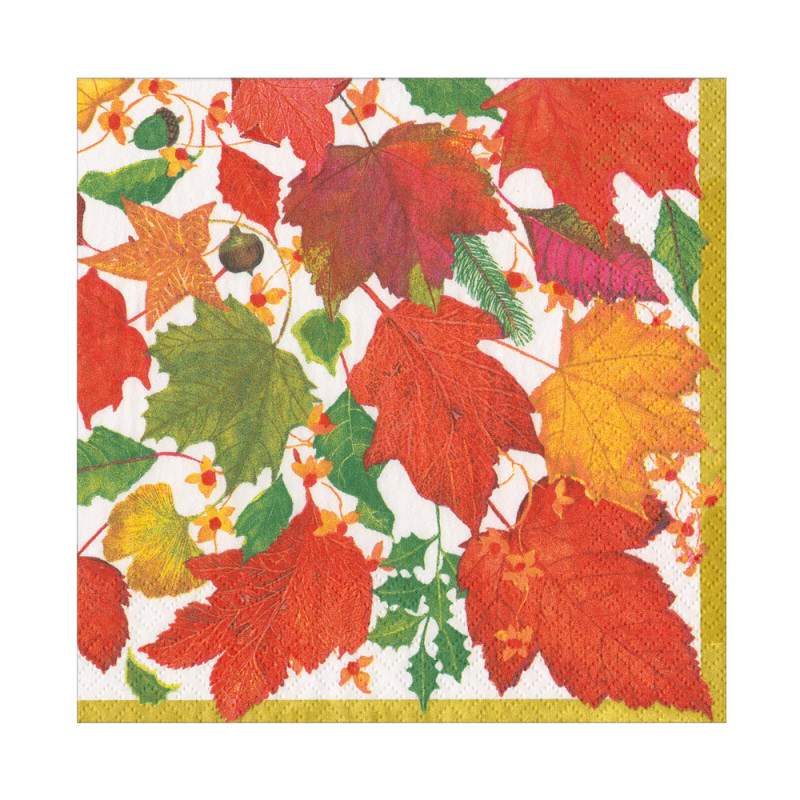 20 servilletas de papel lunch Swirling Leaves White