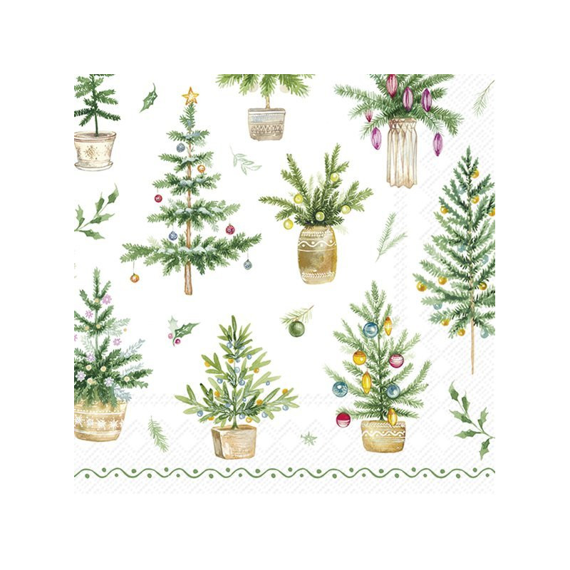 20 servilletas de papel cocktail Festive Holidays green