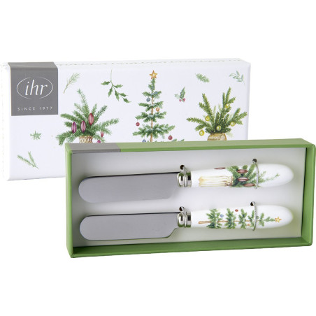 Set 2 cuchillos mantequilla Festive Holidays green