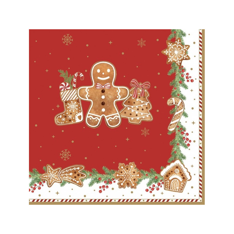 20 servilletas de papel lunch Fancy Gingerbread