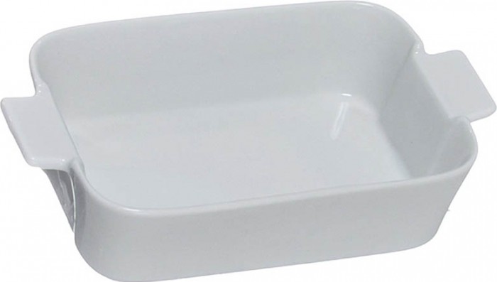 Fuente rectangular blanca 2 asas 18 cms