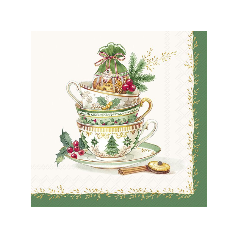 20 servilletas de papel cocktail Festive Tea Time Cream