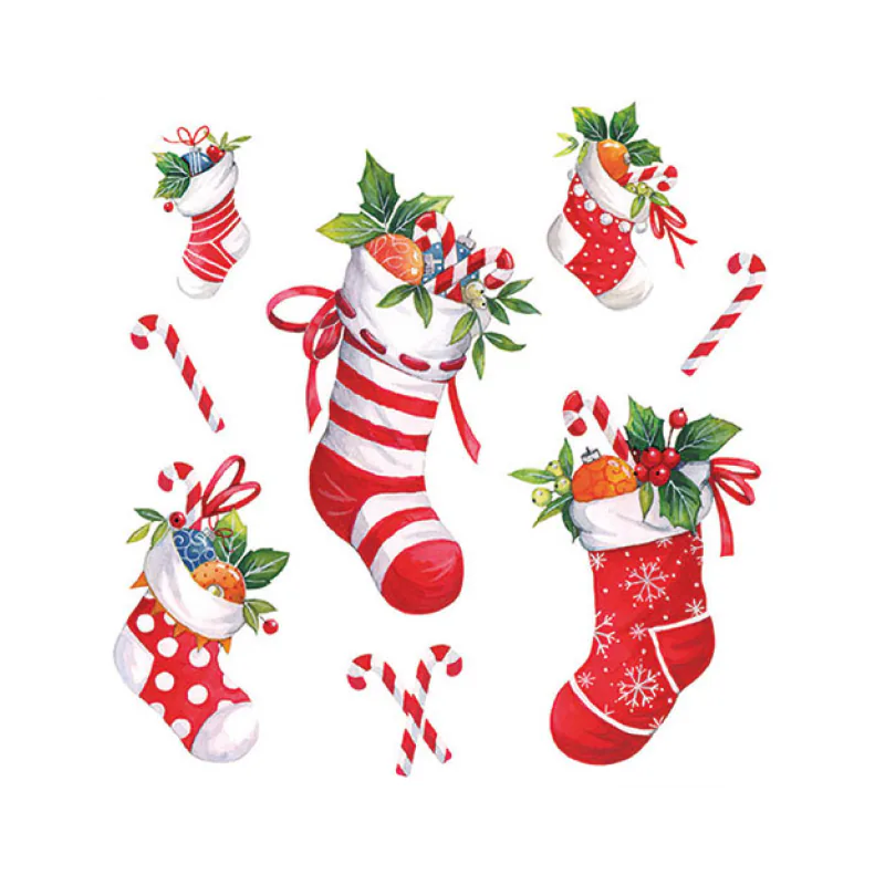 20 servilletas de papel lunch 33X-Mas stockings white