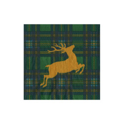 20 servilletas de papel cocktail Reindeer Tartan Green