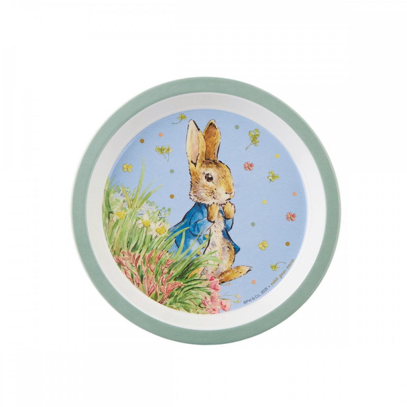 Plato melamina con borde Peter Rabbit verde 18 cm