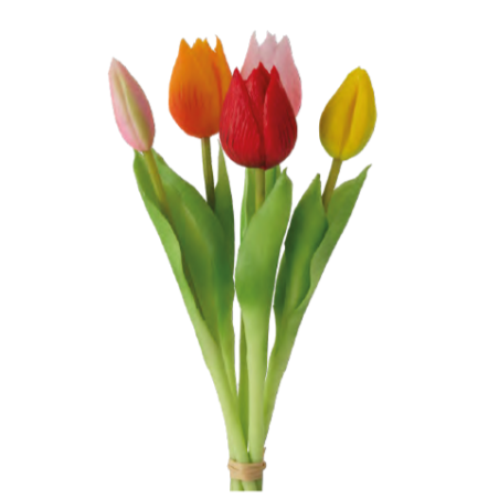 Ramo 5 tulipanes colores 28 cm