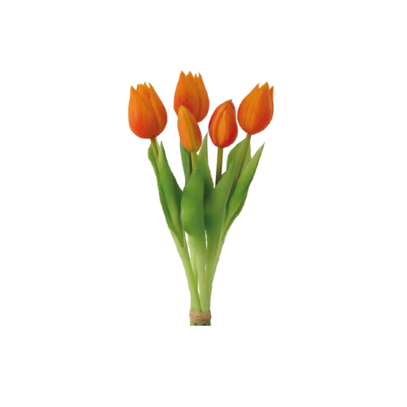 Ramo 5 tulipanes naranjas 28 cm