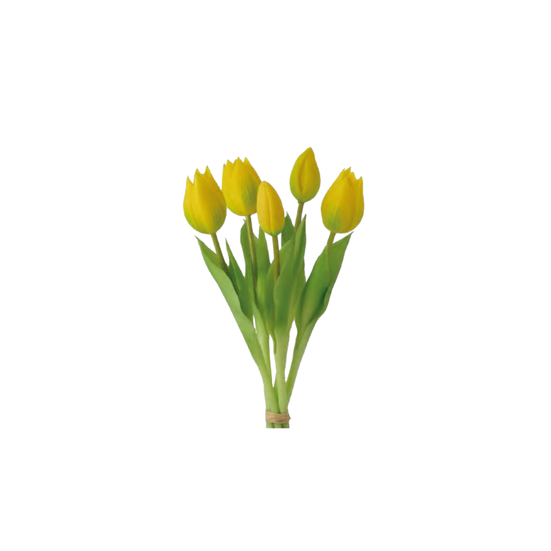 Ramo 5 tulipanes amarillos 28 cm