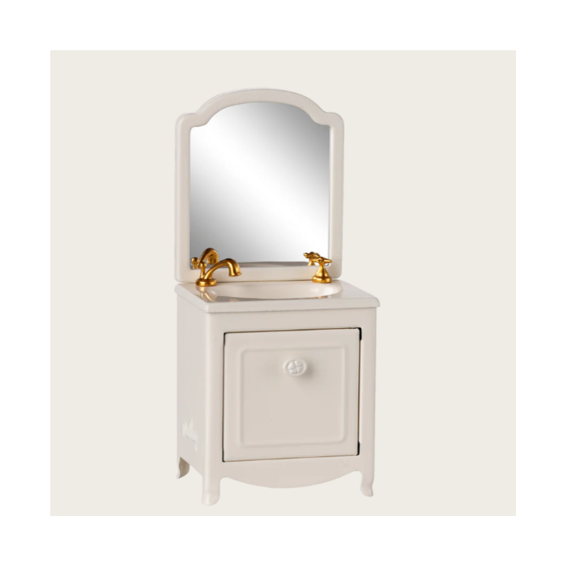 Lavabo con armario ratón blanco roto