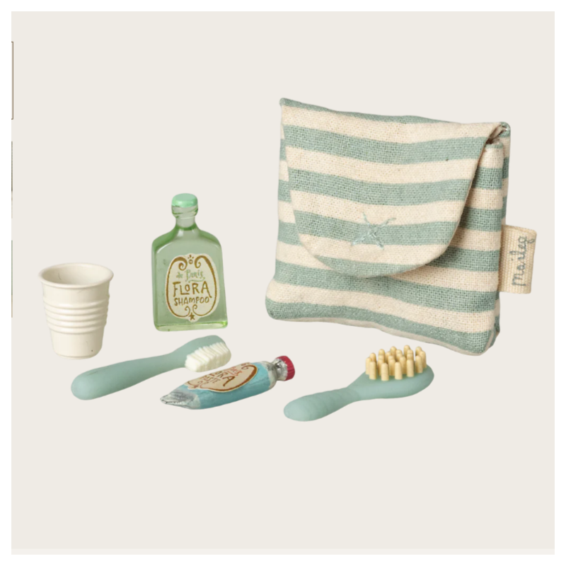 Set de cepillos de dientes con bolsa ratón raya azul