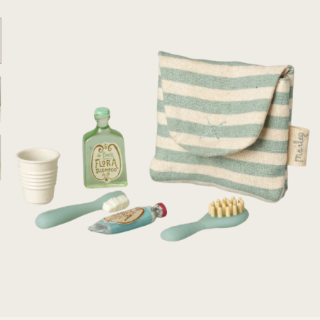 Set de cepillos de dientes con bolsa ratón raya azul