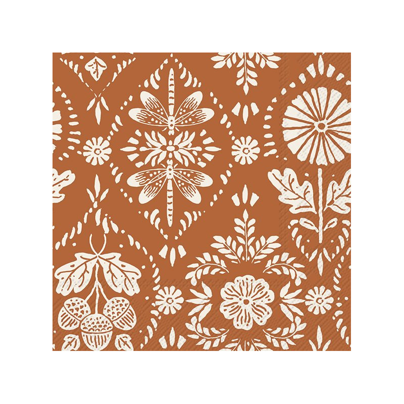 20 servilletas de papel lunch Floral Ornament Orange