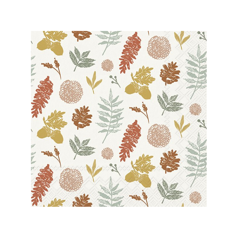 20 servilletas de papel lunch Falling Acorns Cream