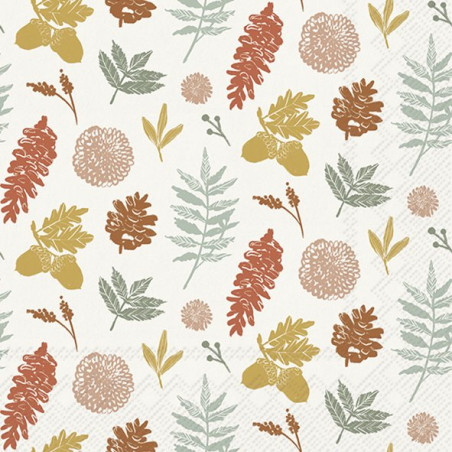 20 servilletas de papel lunch Falling Acorns Cream