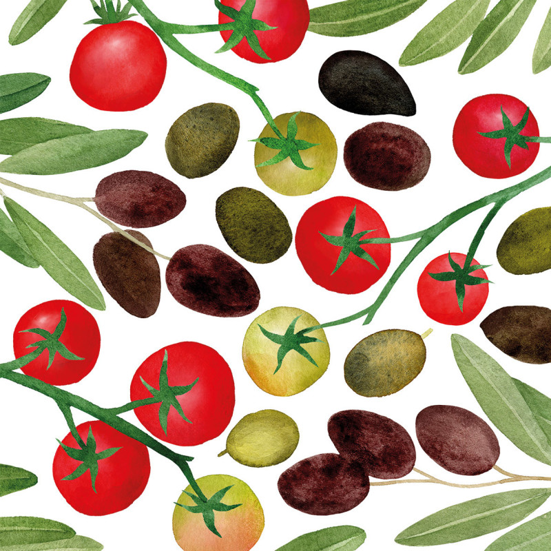 20 servilletas de papel lunch Olives & Tomatoes