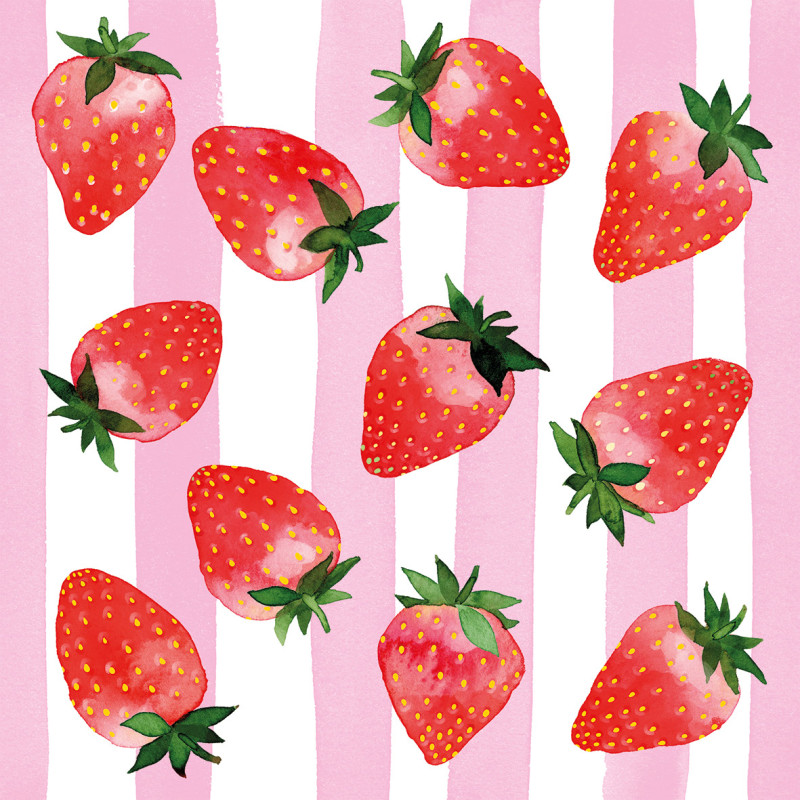 20 servilletas de papel lunch Strawberry & Stripes