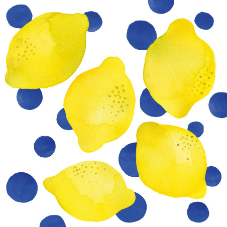 20 servilletas de papel lunch Lemon & Dots