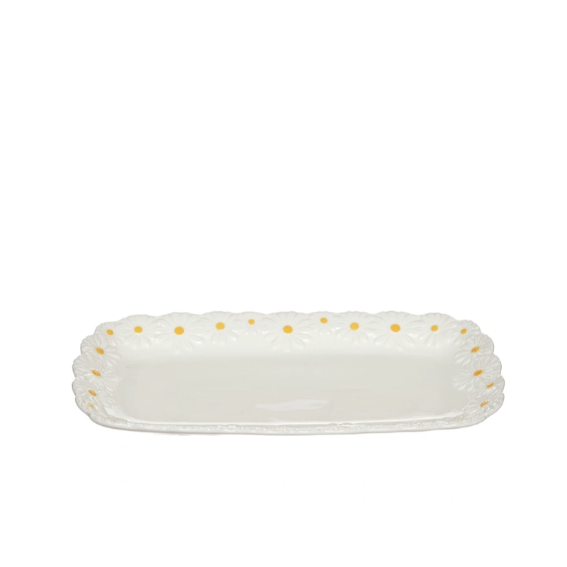 Fuente rectangular porcelana Margaritas 26 cm