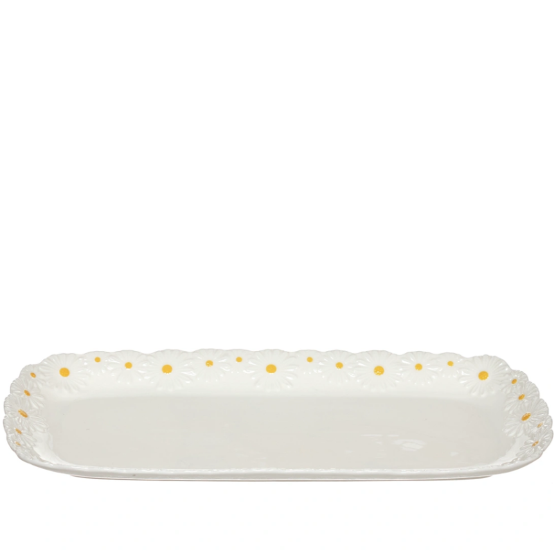Fuente rectangular porcelana Margaritas 35 cm