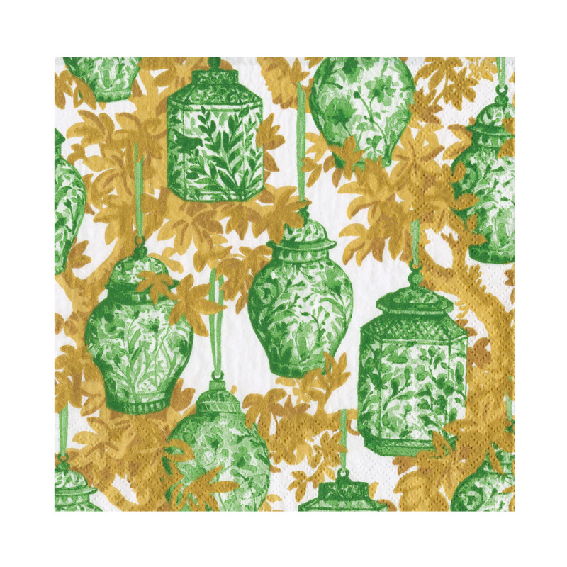 20 servilletas de papel lunch Ginger Jars Green White