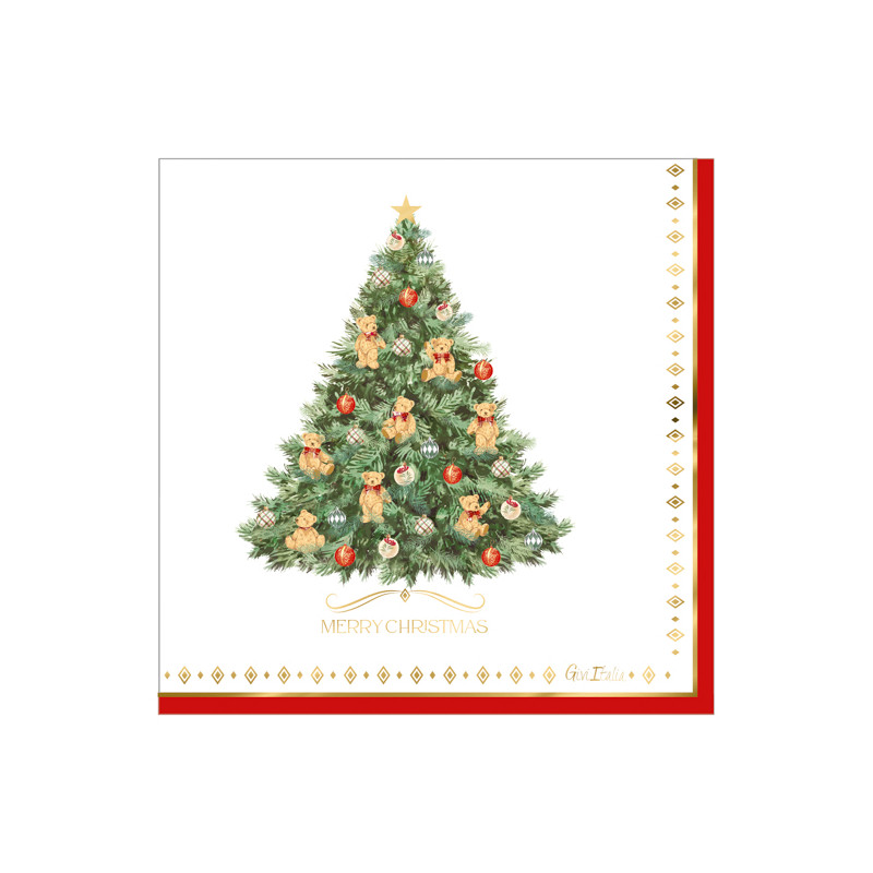 16 servilletas de papel lunch Christmas Teddy