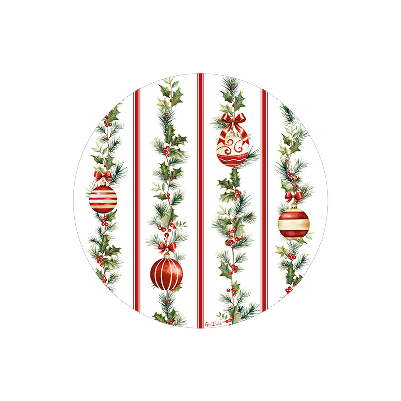 8 platos grandes de cartón Stripes and Christmas 27 cm